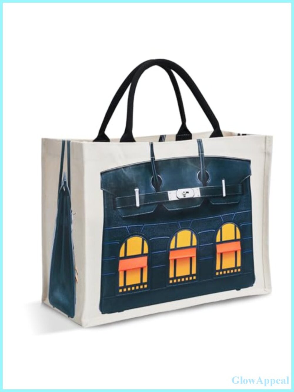 Luxury Print Tote Bag, 16oz Canvas, Fits 15" Laptop